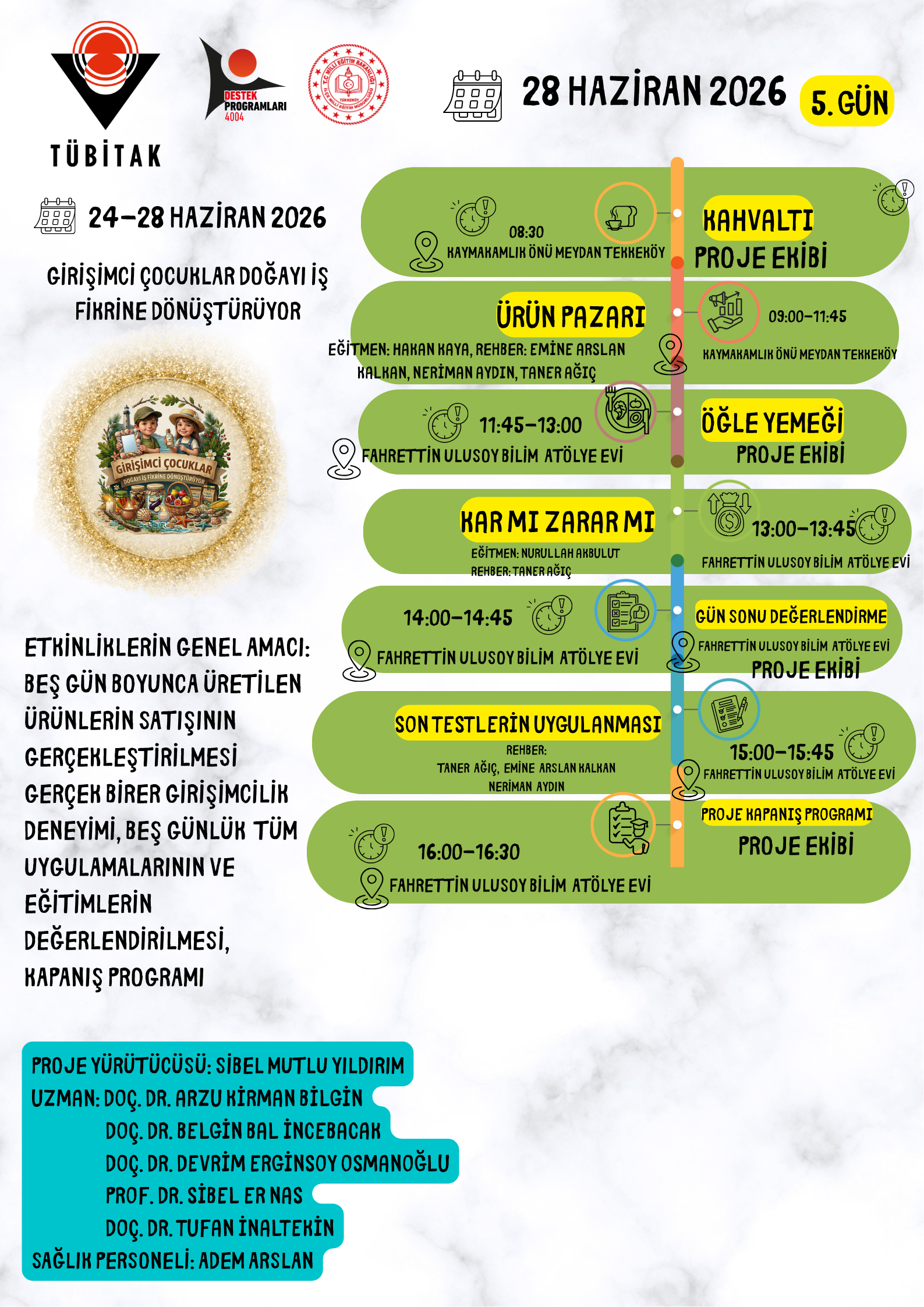 proje etkinlik takvimi